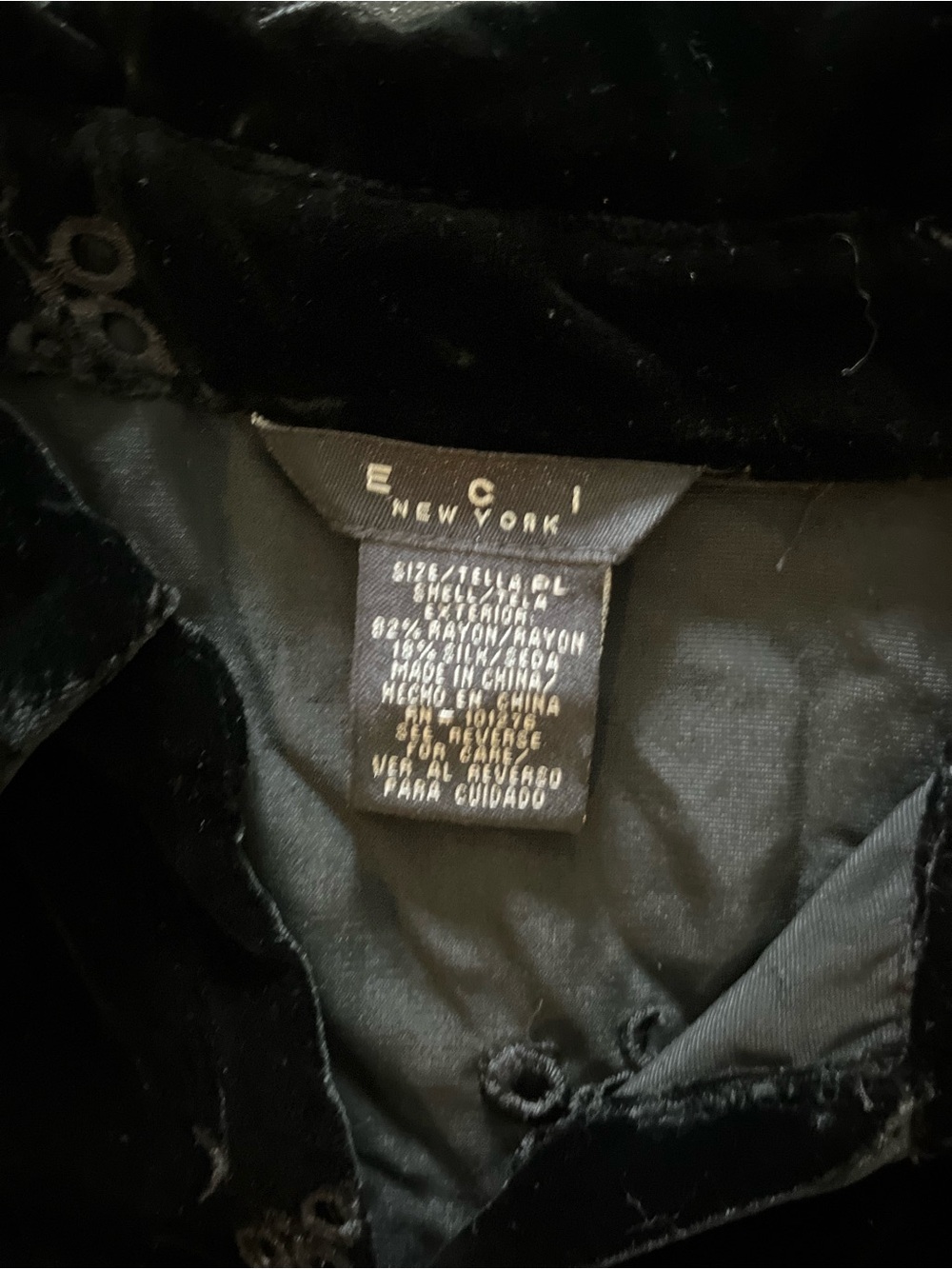 ECI New York Black (Velvet Feel) Embroidered Button-Down Shirt - Picture 2 of 3